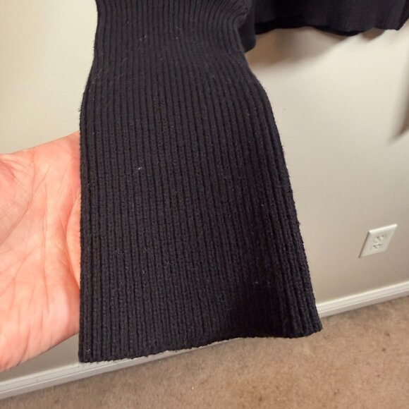 Anthropologie Dolan Cowl Neck Sweater Size Large Black Pullover Puff Sleeve - Picture 8 of 12